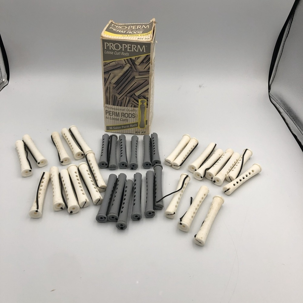 Mix Lot‎ Vintage Plastic Perm Rods White Gray Hair Curlers  Wave 34 pcs. AS IS